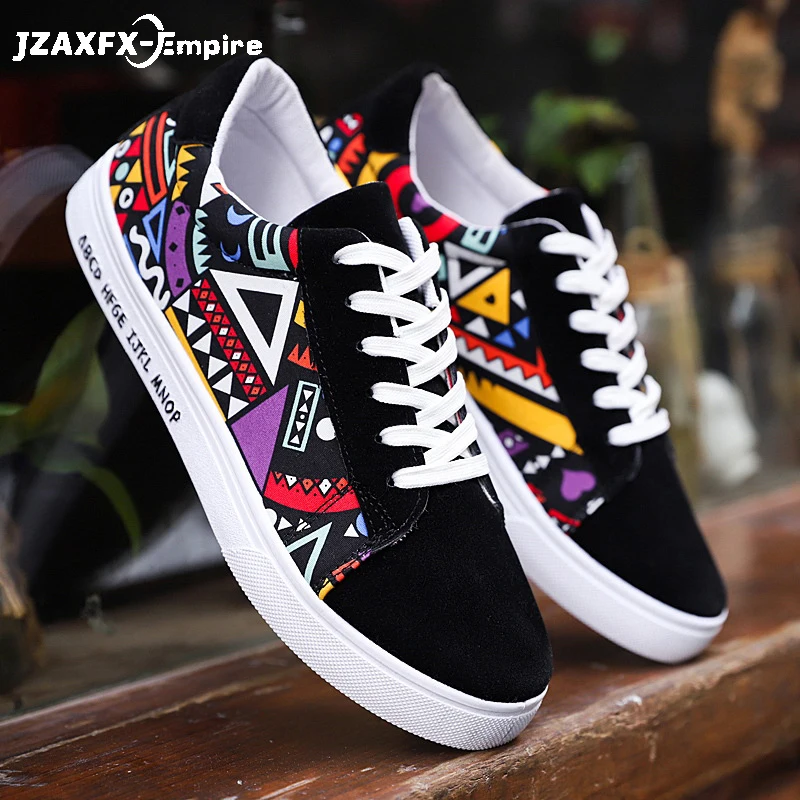 

Men Shoes Spring Autumn Casual Graffiti Flat Shoes Lace-up Low Top Colorful Male Sneakers tenis masculino adulto Shoes