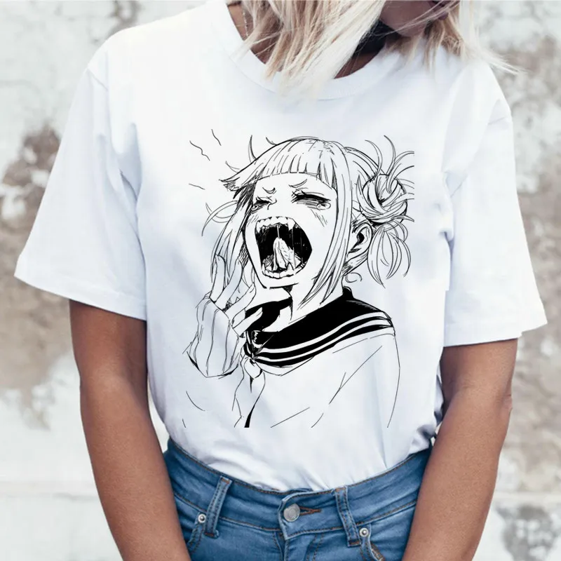 New Female Cartoon T Shirt Women Harajuku Boku No Hero Academia Anime T-shirt Senpai Funny Tshirt Hentai Himiko Toga Top Tees