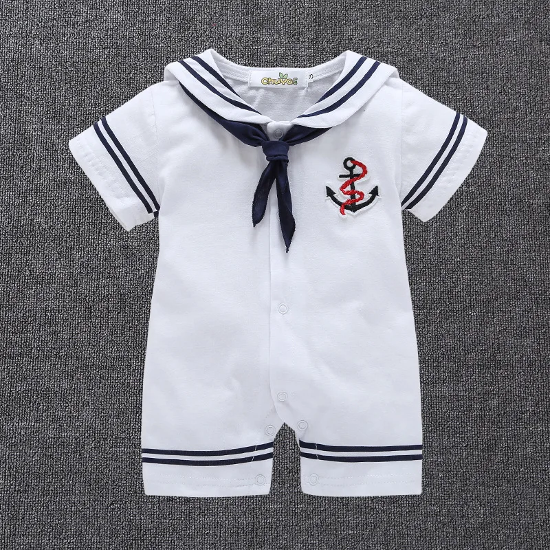Summer Baby Boys Girls Bodysuits Sailor Suit Design Newborn Baby