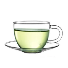 Утолщение термостойкого стеклянный чайный набор чайная чашка с маленькое блюдо Возьмите чашку чая кофейная чашка стекло