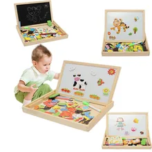 Доска для рисования, магнитная головоломка, двойной мольберт, Детские деревянные игрушки, блокнот для рисования, подарки для детей, развитие интеллекта