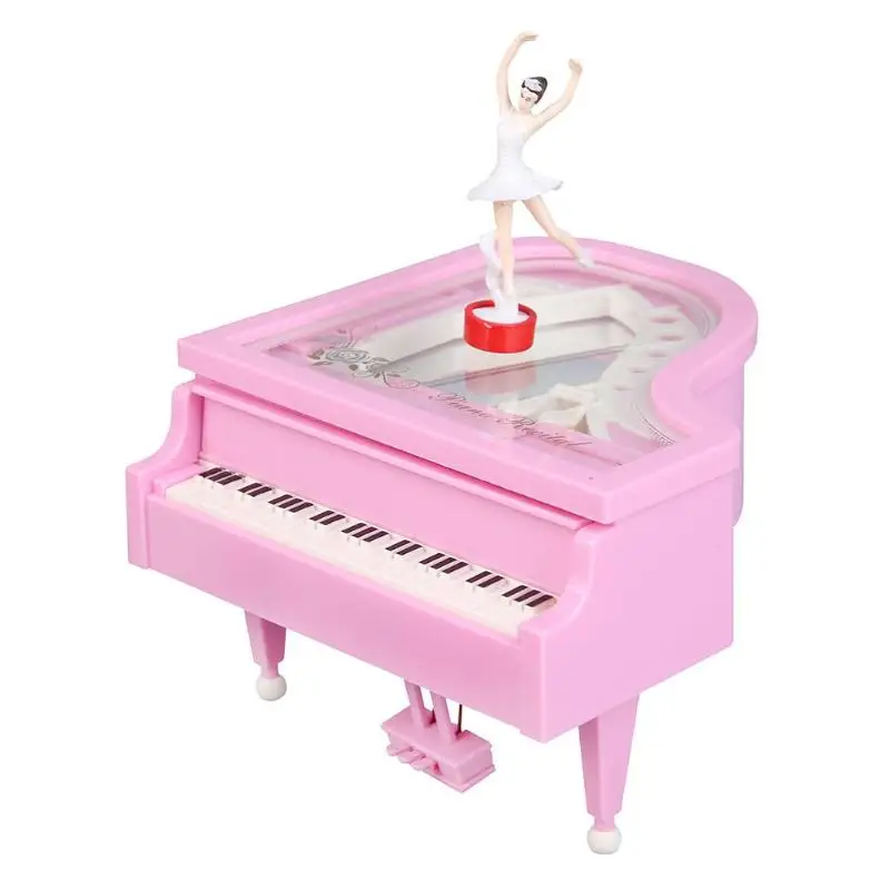 Classic Piano Model Dancing Ballerina Music Box Hand Crank Musical Boxes Birthday box Gift Home boite cadeau Decoration muziekdo - Цвет: Розовый