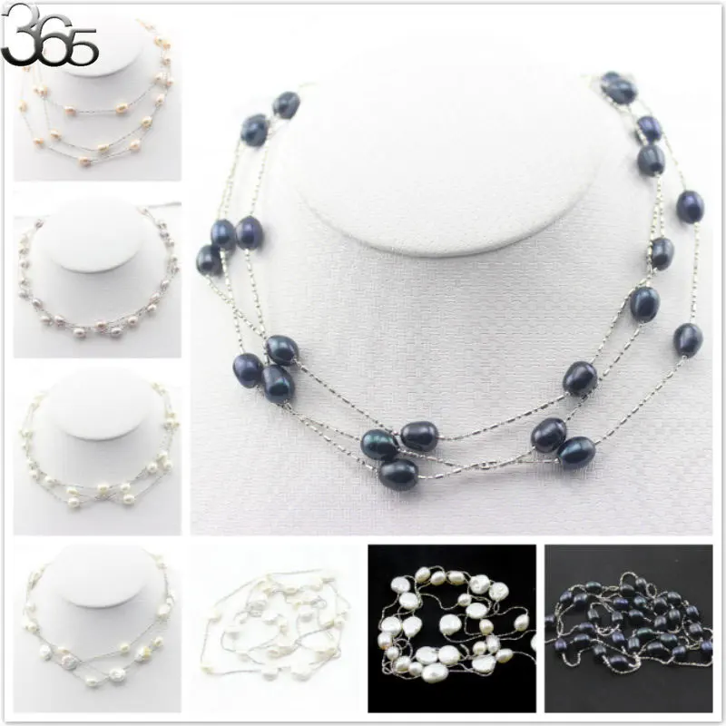 

Free Shipping More Choices ! Gift Boxed Packed AAA Grade Freshwater Pearl Elegant Jewelry Long Sweater Chains Necklace 46inch