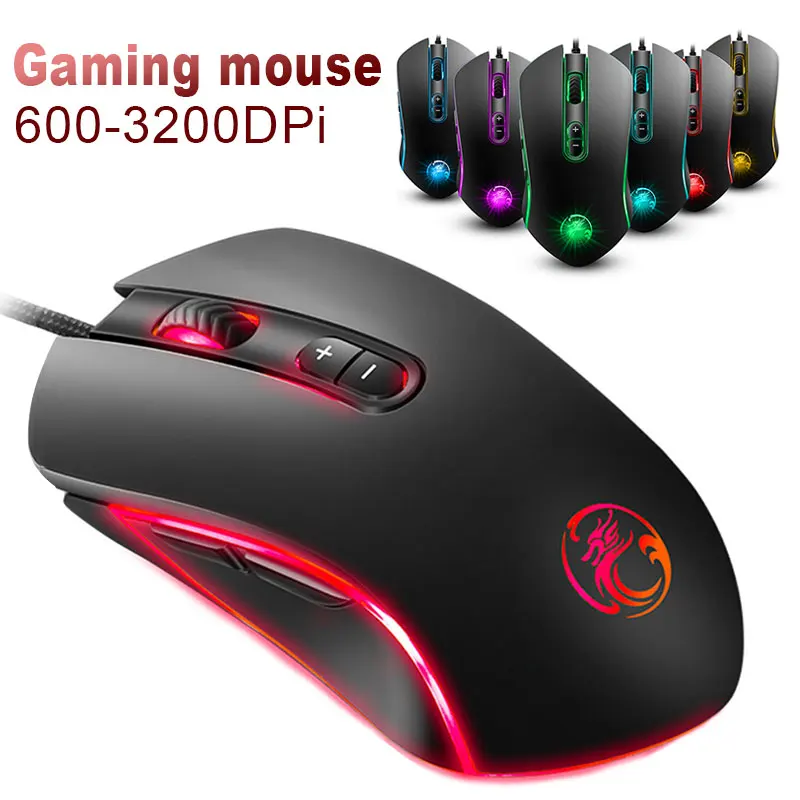 

Fashion A6 Wired Gaming Mouse 7 Button 3200DPI RGB Colorful Backlight Ergonomic Silent Button Home Office Game Mouse