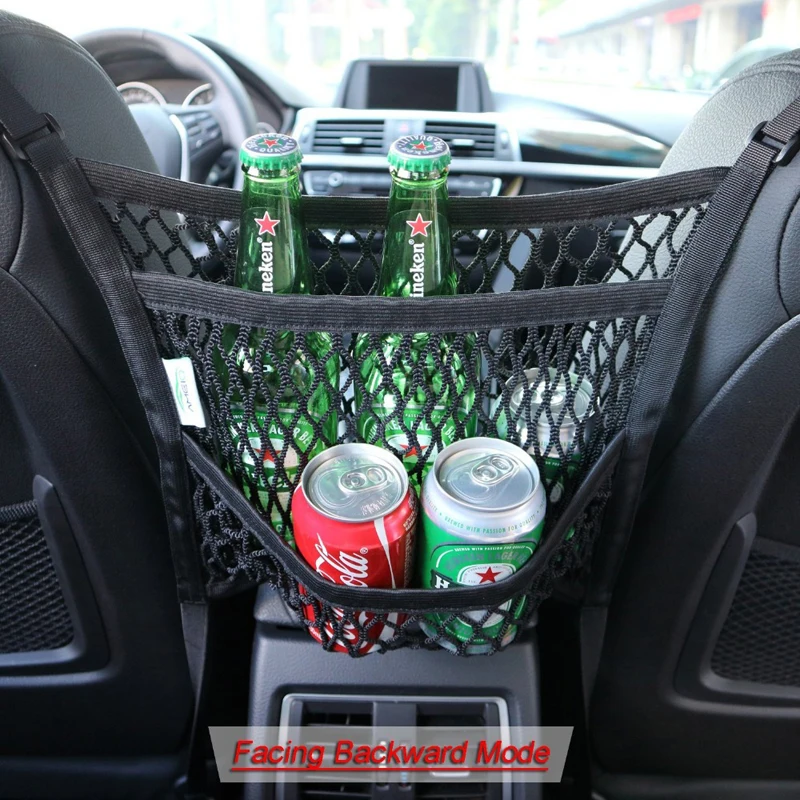 

New 3-Layer Strong Elastic Car Organizer Mesh Bag Hanging Between Seat Back Storage Net Luggage Holder Pocket Auto Accessoires