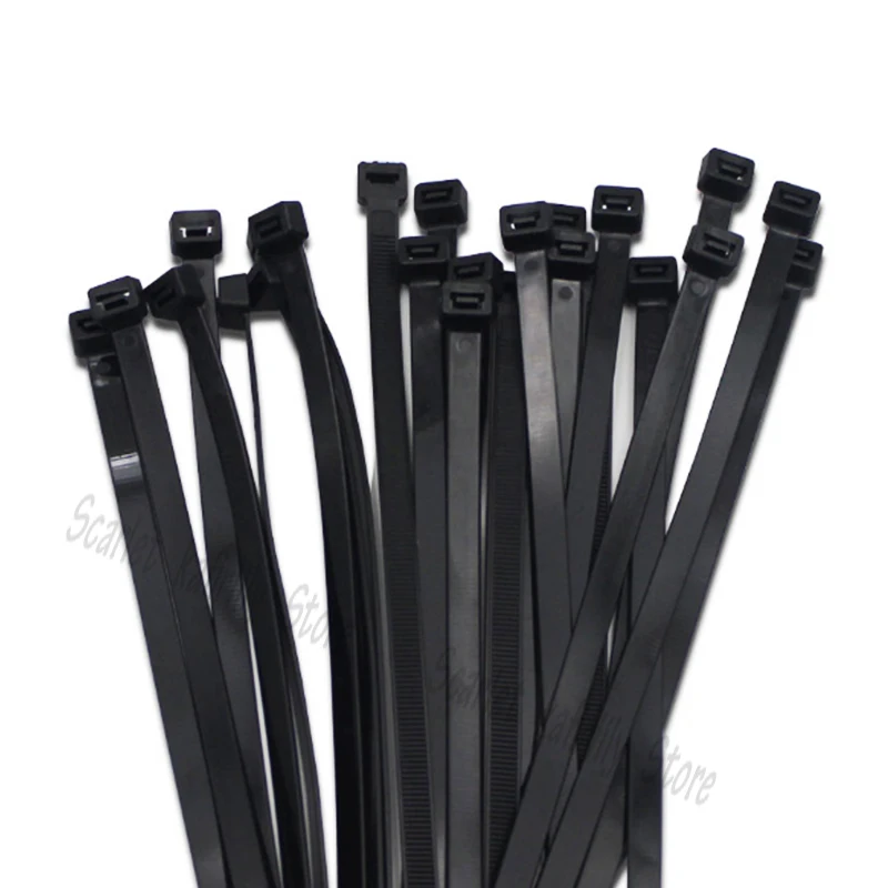 100PCS 8*450mm Self locking Nylon Cable Tie Width is 7.6 mm Black White