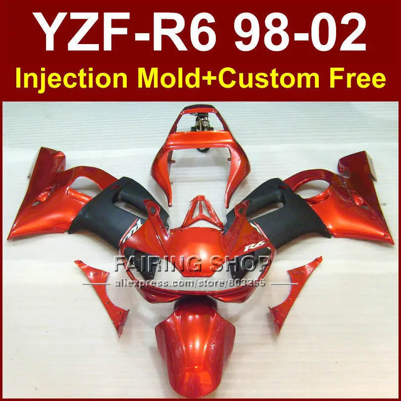 Комплект обтекателей LF4 для YAMAHA YZFR6 1998 1999 2000 2001 2002 перегоревшая оранжевая