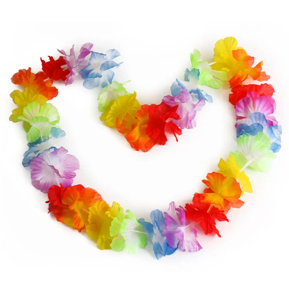 

10pcs Hawaiian Leis Tropical Beach Theme Luau Party Flower Lei Necklace Garland Fancy Dress