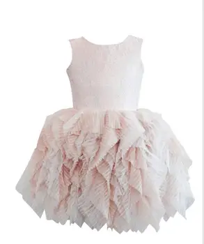 

Retail 2018 Lace Mesh Ball Dance Dresses For Girls Princess, Children Boutique Party Flower Dress 2-7T