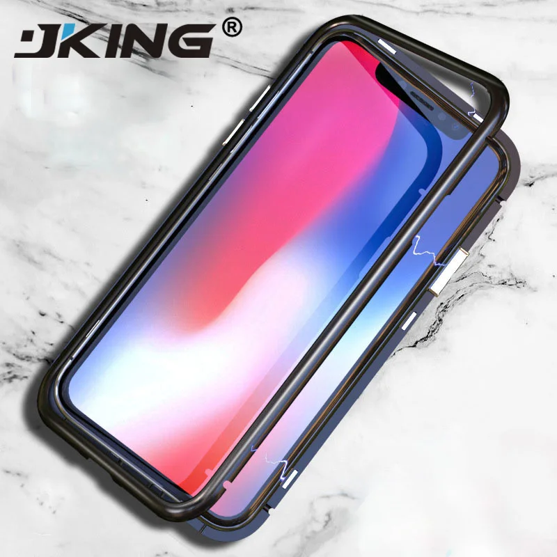 Магнитный поглощающий чехол JKING для телефона iPhone X 8 магнитный из закаленного