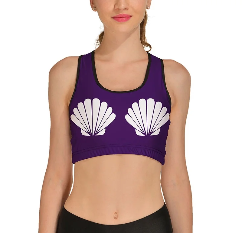 Sexy Purple Sports Bras Women Padded Wireless Crop Top Exercise Tank