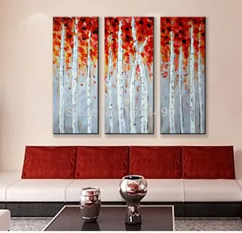 

3 Pcs/set Handpaited Modern Mangrove Oil Painting On Canvas Wall Art Top Home Decoration Plant Painting 30x90CMx3Pcs
