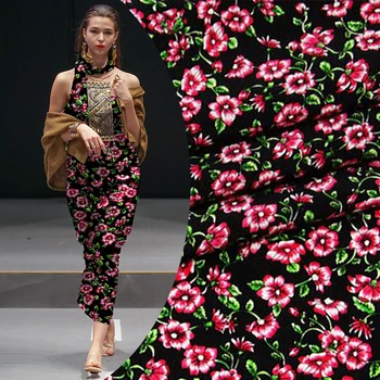 

New print crepe de chine silk fabric 16mm floral dress shirt t-shirt silk fabric wholesale silk cloth 114cm