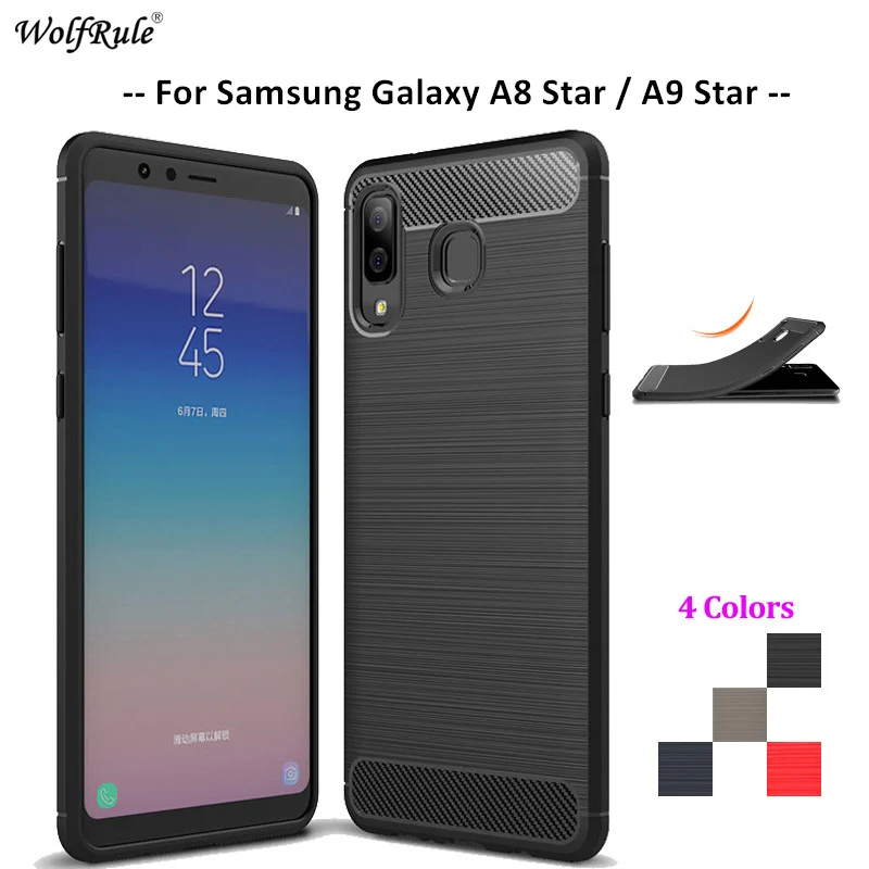 Чехол для телефона из углеродного волокна Samsung Galaxy A8 Star мягкий чехол ТПУ Phone Bumper