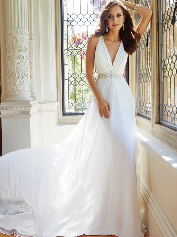Vnaix Wv021 Simple But Elegant Formal A Line V Neck See Through Vnaix Wv021 Simple But Elegant Formal A Line V Neck See Through Beaded Back Long Chiffon Crystal Beach Wedding Dresses 2016 In From Weddings