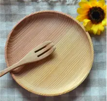 Natural Circular wooden Matsuki Kiwako snack dish salad Round wooden trencher