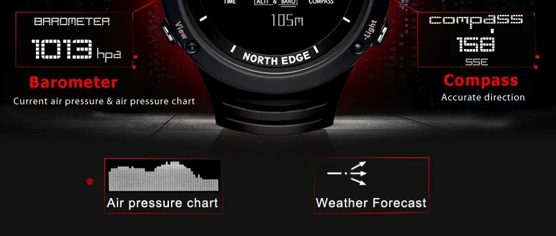 NORTH EDGE мужские спортивные цифровые часы для бега плавания спортивные часы альтиметр барометр компас термометр погода для мужчин