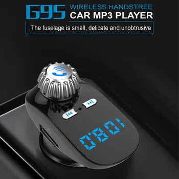 

Car Kit Handsfree Wireless Bluetooth G95 FM Transmitter 3.1A With 1A Dual Car Charging Hands-Free Car MP3 Player