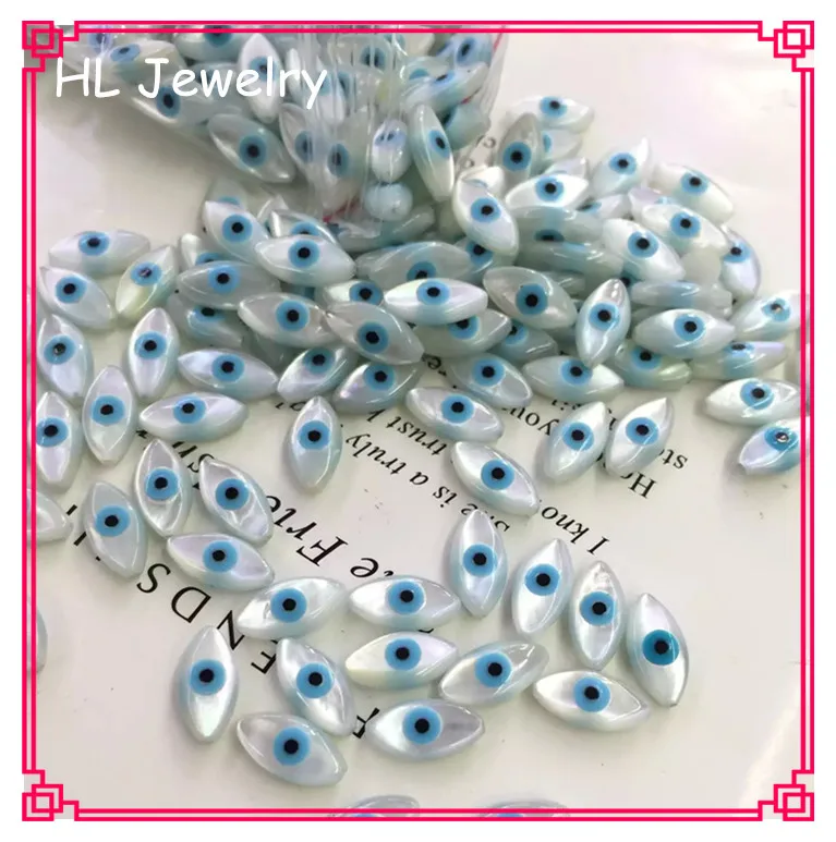 

100PCS/Lot 5*10MM Round Eye Mother Of Pearl Shell Beads Blue Eye MOP Shell
