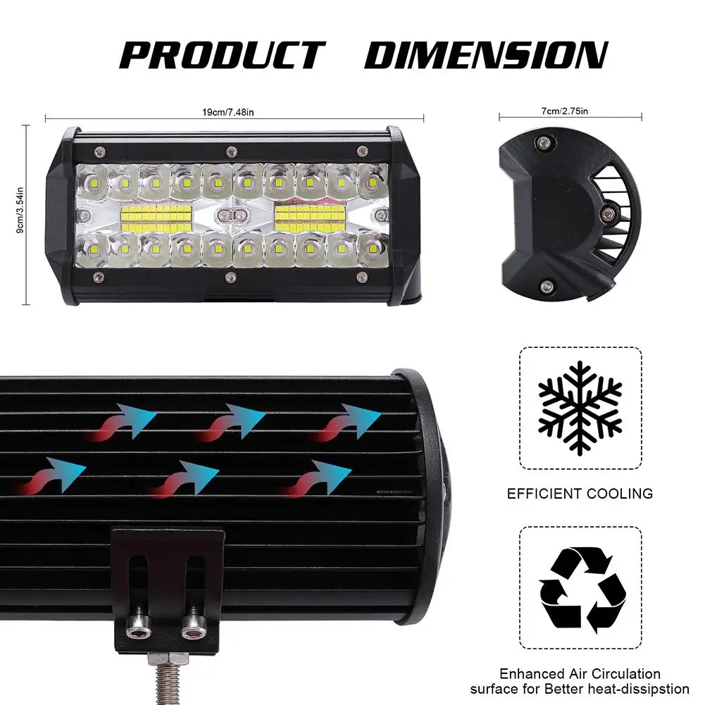 Высокий яркий 400 Вт светодиодный 3 ряда 7 дюймов 40000LM рабочий светильник для вождения внедорожника, лодки, автомобиля, трактора, 4x4 внедорожника