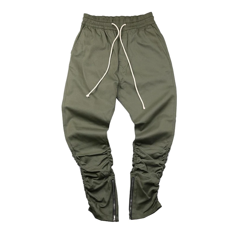 

Bending line 2018 kanye west hip hop clothing men joggers jumpsuit chino /Green side zipper harem justin bieber pants