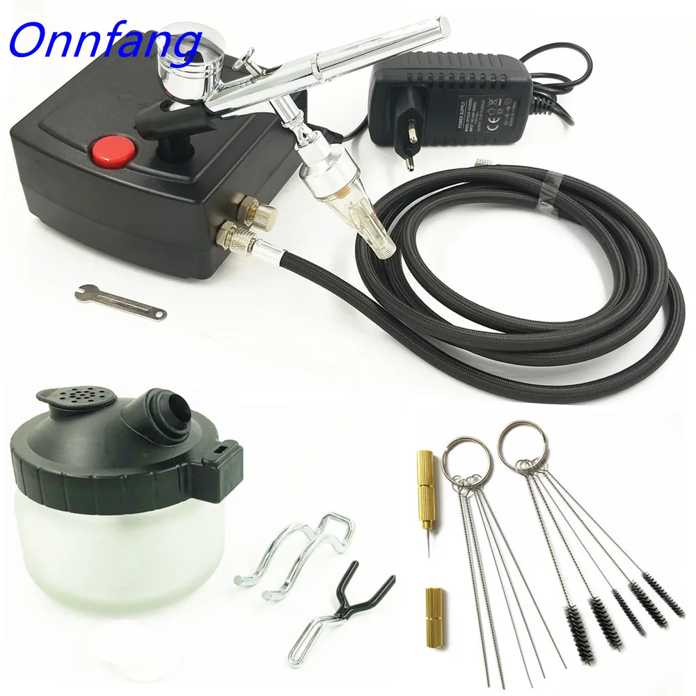 Hot Dual Action Airbrush Air Compressor Kit Spray Gun For Art Painting Tattoo Manicure Craft Cake Spray Model Air Brush Nail