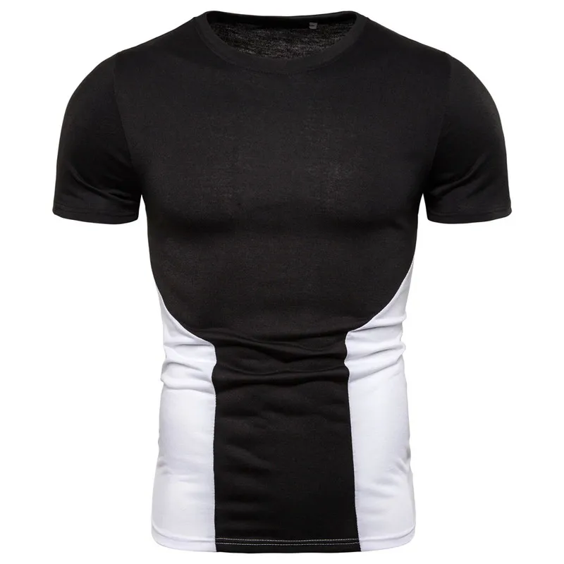 

2019 new men's T-shirt hip hop short-sleeved round neck shirt T-shirt color matching men's casual summer T-shirt