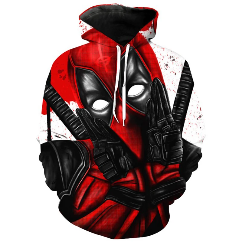 

YOUTHUP 3D Full Printed Men's Hoodies Deadpool Print Sweatshirts Pullovers Autumn Long Sleeve Male Anime Hoodies Sweatshirts