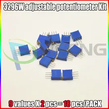 18 шт = 9 видов* 2 шт 3296 Вт регулируемый потенциометр комплект содержит 100R 500R 1K 5K 10K 50K 100K 200K 500K