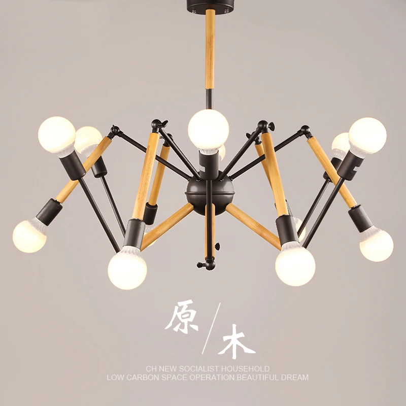 New Nordic decorations wood Spider Pendant Light Vintage industrial Nordic Loft Retro antique restaurant dining Pendant Lamp