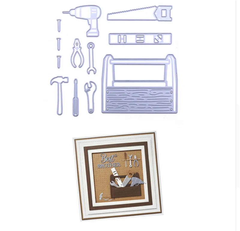 12pcs/Set Necessities in Tool Box Metal Cutting Dies Stencils for DIY Scrapbooking Photo Album Paper Cards Decorative China Art 12pcs/Set Necessities in Tool Box Metal Cutting Dies Stencils for DIY Scrapbooking Photo Album Paper Cards Decorative China Art