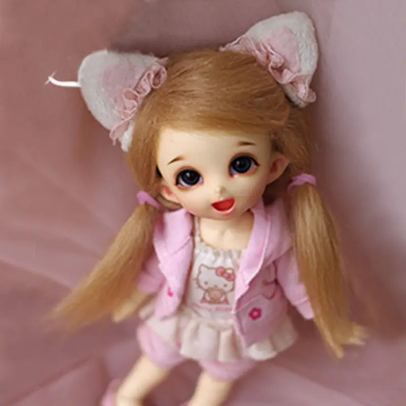 [Wamami] светильник коричневый/льняной длинный шерстяной парик 1/8 Pukifee Ae Lati BJD Dollfie 14 см