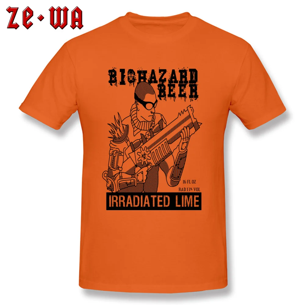 Biohazard Beer Top T-shirts Short Sleeve Leisure Dominant Men Summer/Fall Tops Shirts Leisure Tops Shirts Round Neck 100% Cotton Biohazard Beer orange