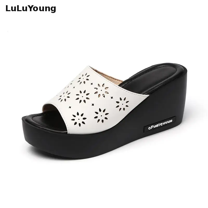 

Casual Slip-on Platform Wedges Summer Sandals For Women Peep Toe High Heel Beach Shoes