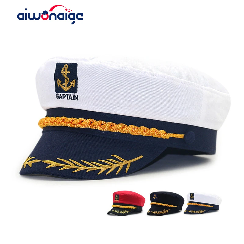 

Fashion retro navy men's hat flat coral cap makeup ball uniform hat men's fashion outdoor new classic brand yacht captain hat