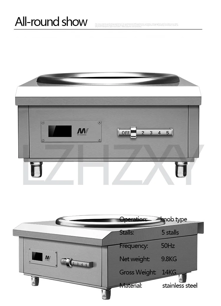 Коммерческая 8 кВт вогнутая индукционная плита электромагнитная плита Промышленная Электрическая жарочная печь готовка разогревание еды