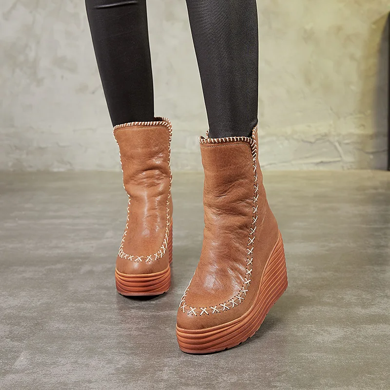 Artdiya Original Autumn and Winter New Martin Boots Retro Genuine Leather Platform High Heels Zipper Fashion Women's Boots цена Artdiya Original Autumn and Winter New Martin Boots Retro Genuine Leather Platform High Heels Zipper Fashion Women's Boots цены онлайн