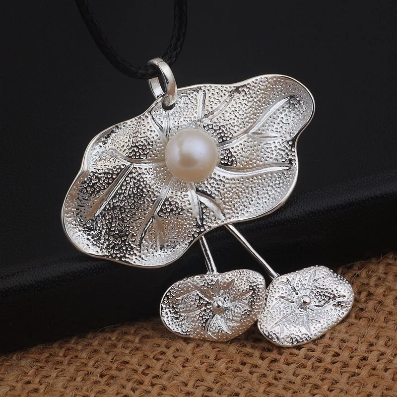 

2019 Asg Cluci Cage Pendants Jewelry Wholesale S925 Retro-ancient Ethnic Style Lotus Leaf Pearl Dropping Female One Substitute