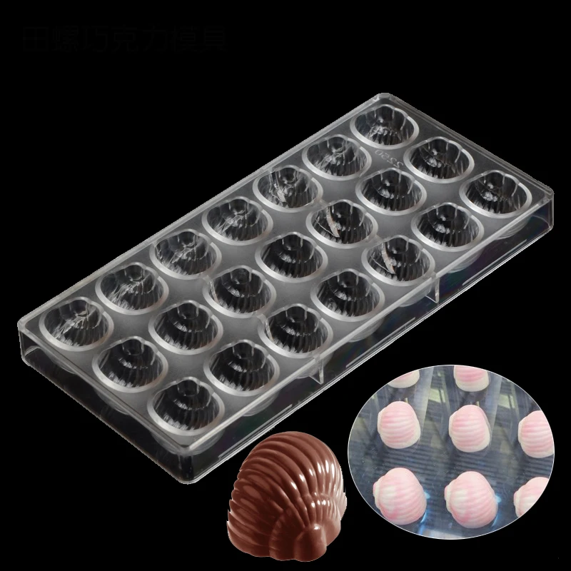 Whelks Snails Conch Shaped Hard Candy Molds Jelly Mould Plastic Baking Tray Polycarbonate Chocolate Mold Pc
