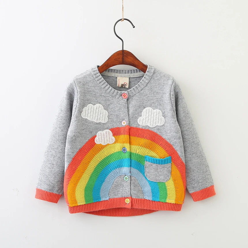 Kids Sweaters Baby Autumn Spring Children Princess Clothes Rainbow