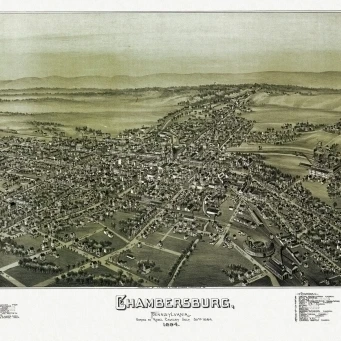Historic Map of Chambersburg Pennsylvania 1894 Franklin County Poster Print (36 x 54)