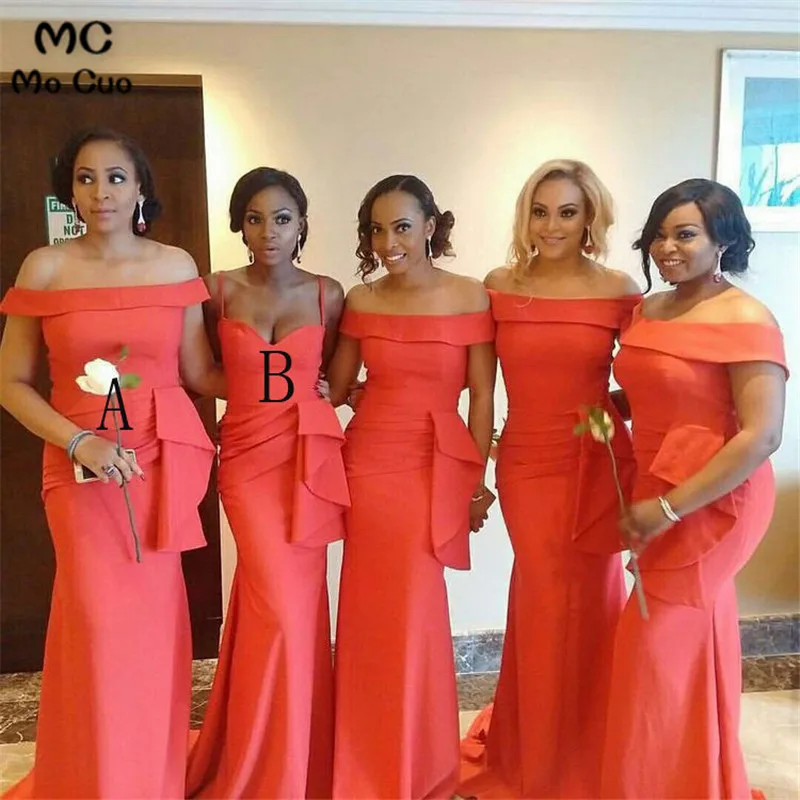 MISMATCH CORAL SHEATH BRIDESMAID DRESSES FOR WEDDING PARTY