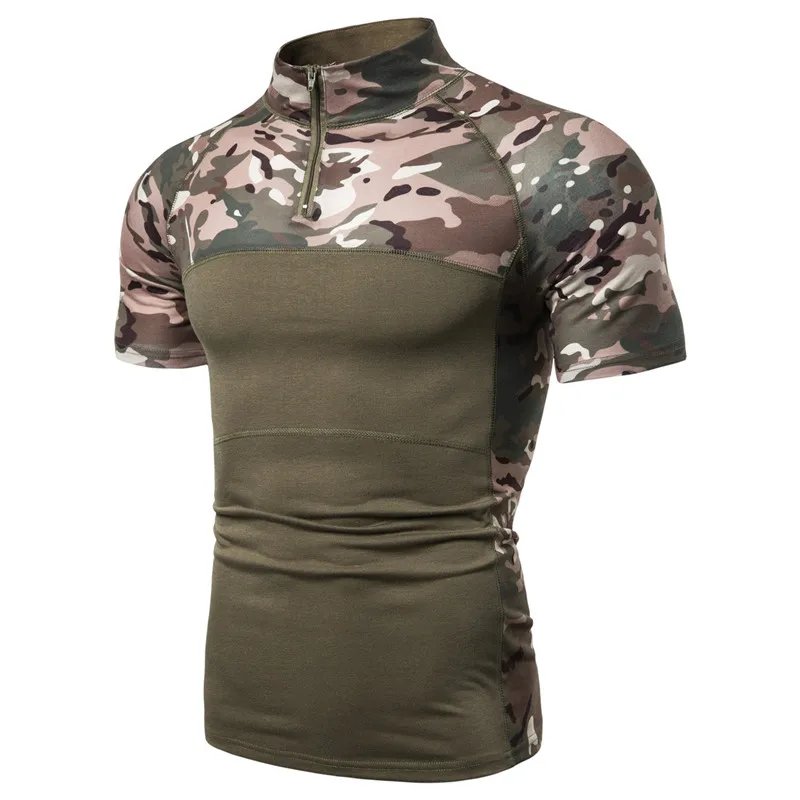 Футболка с длинным рукавом для мужчин Весна уличная Военная камуфляжная уличная Мужская камуфляжная футболка на молнии Homme компрессионная рубашка - Цвет: G12-Army