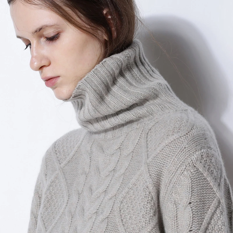 

winter sweater women high collar solid cashmere sweater female thick sweater 2018 new twist pattern bottoming warm pullover