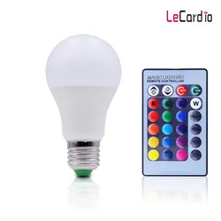 Новый E27 RGB светодиодные лампы 5 W 10 W 16 меняющий цвет Светодиодная лампа RGB + белый свет этапа Электрический Ночной светильник 85-265 V/RC + памяти