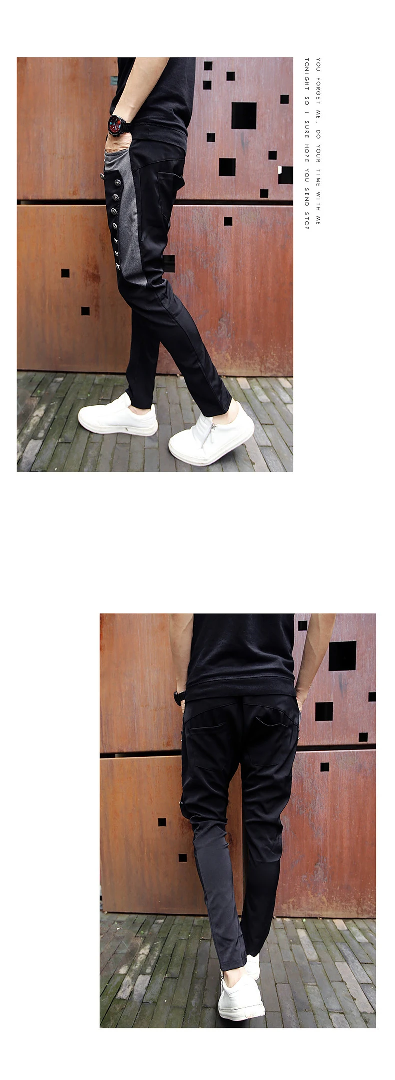 28-32 мужские шаровары мужские корейские хип-хоп с заклепками Свободные повседневные длинные штаны из чистого хлопка брюки для ног Костюмы Брюки