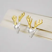 Ювелирные изделия из стерлингового серебра 925 пробы золотые серьги-рога оленя для женщин Эффектные серьги