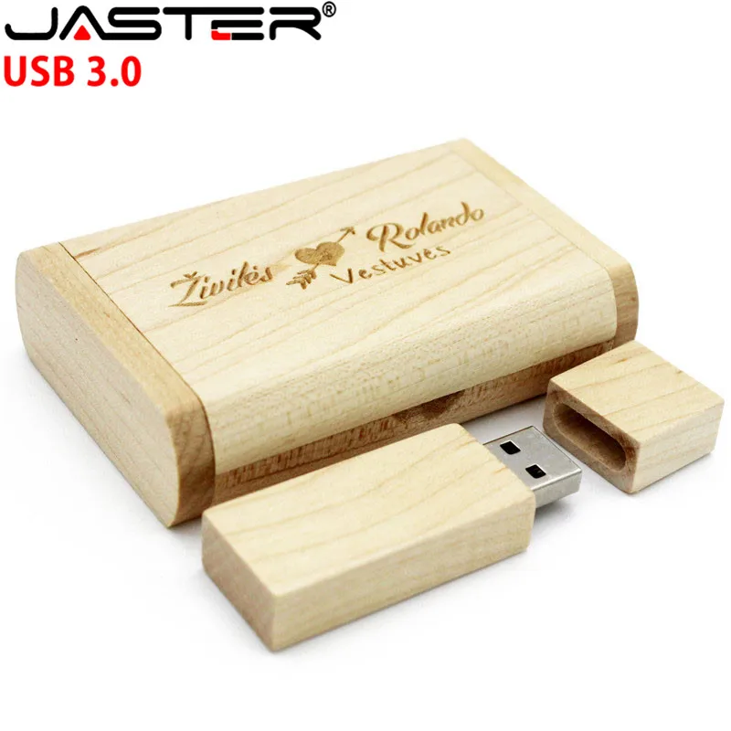 JATSER USB 3,0 деревянный usb + коробка Флешка 4 ГБ 8 ГБ 16 ГБ 32 ГБ 64 Гб usb флеш-накопитель карта памяти фотография свадебный подарок