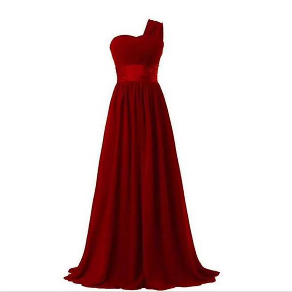 Elegant One Shoulder A Line Chiffon Long Bridesmaid Dress - My Wedding ...