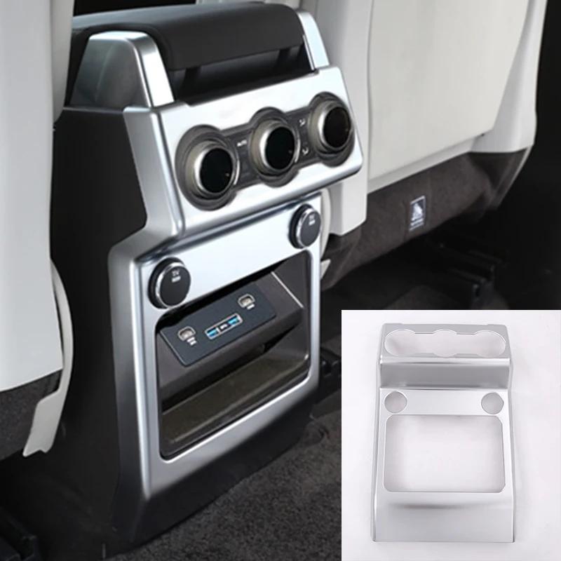 

For Land Rover Discovery 5 LR5 2017 Car-Styling ABS Matte Chrome Armrest Box Rear AC Outlet Vent Cover Trim Auto Accessories